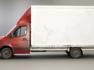 Generic Tail Lift Box Van Used Low-poly 3D model