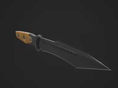 Black Tanto Knife D2 with Sheath  Low-poly 3D model