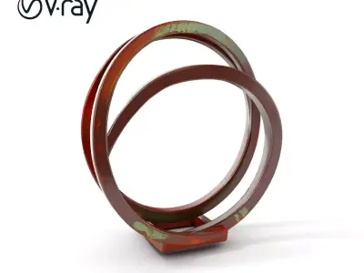 Industrial Rusty Ring Sculpture Model Pack Low-poly 3D model