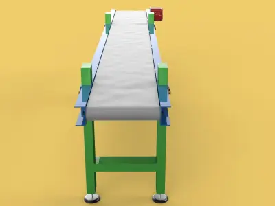 FACTORY INDUSTRIAL HORIZONTAL FLAT BELT CONVEYOR 3D model
