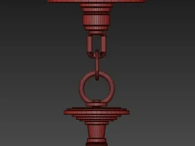 Six Light Dutch Brass Antique Chandelier 3D model