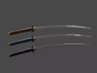 Katana three samurai swords 3D model