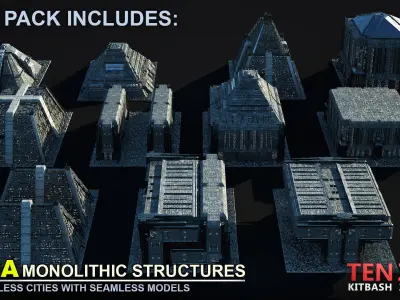 FREE MEGA MONOLITHIC STRUCTURE SCI-FI KITBASH Free 3D model