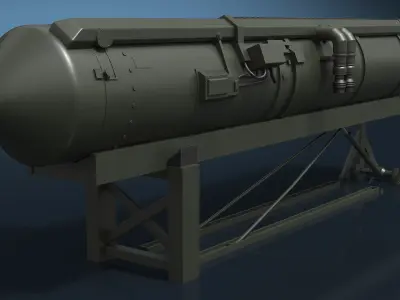 Strategic Ballistic Missile on Launch Frame 3D model