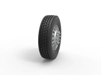 Front custom wheel of semi truck Version 16 Scale 1 to 25 3D print model