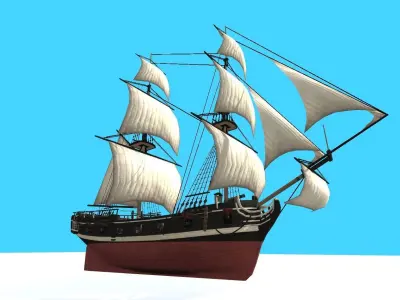 Pirate Ship Fully Loaded Low-poly 3D model