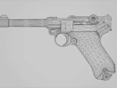 DWM Luger P08 9mm - Game and VFX-Ready Mid-Poly Low-poly 3D model
