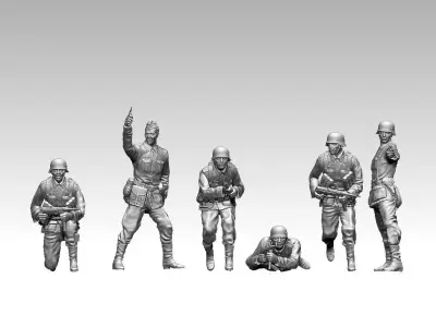 German officer and German soldiers 3D print model purchase