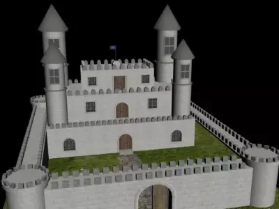 Castle in middle of grass 3D model