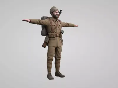  Old Turkish soldier 3D model Low-poly 3D model