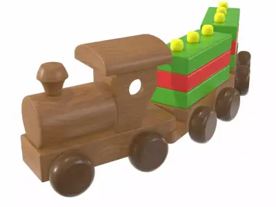 Train wooden 3D model purchase