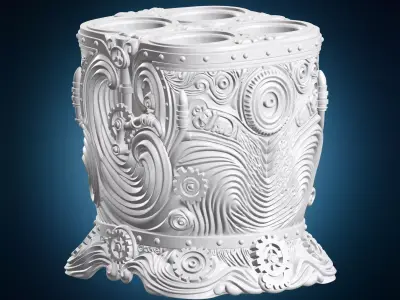 Steampunk Gear Design To Toothbrush Holder 3D print model