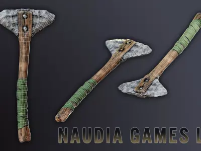 RPG Game Stone Axe Low-poly 3D model