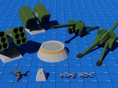 Low poly Military Base Low-poly 3D model