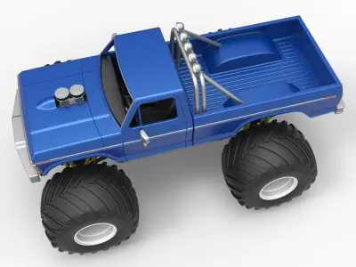 Vintage Monster Truck Scale 1 to 25 3D print model buy