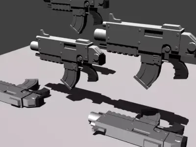 Warhammer 40k Bolter Low-poly 3D model