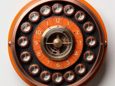 Steampunk Industrial Wall Clock Decor 3D model