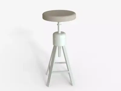 White Steel Industrial Bar Chair 3D model