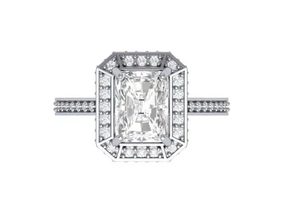 Emerald Art Deco Ring 3D print model 13