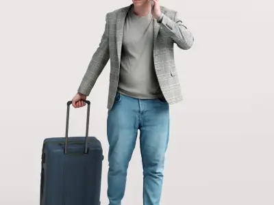 Humano Traveling Man with suitcase 2206-1 3D model
