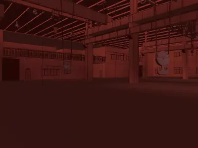 Modern factory - warehouse interior 3D model