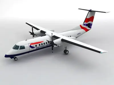 Dash 8-300 Airliner British Airways M 3D model