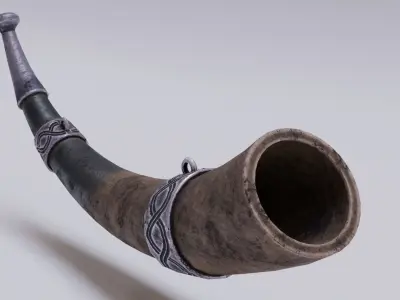 Viking Blowing Horn Low-poly 3D model