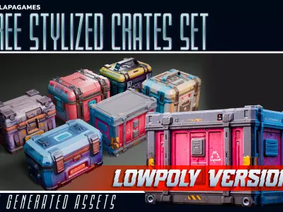 Free Stylized Crates Lowpoly Set Free low-poly 3D model