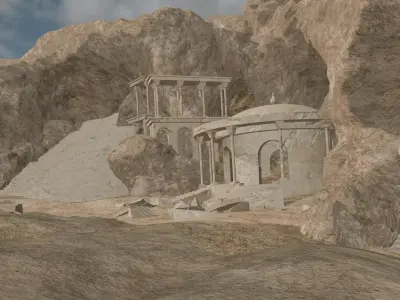Ancient Cave Ruins Environment Partially Destroyed Temple 3D model