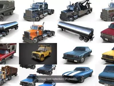 Vintage cars collection 3D Model Pack