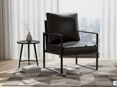 Modern Industrial Leather Armchair - MorisonDesign 4K PBR Low-poly 3D model