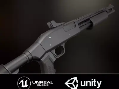 Shotgun Low-poly 3D model get