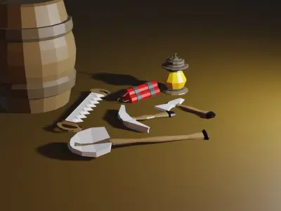 Low Poly Mine Tool Kit Free low-poly 3D model