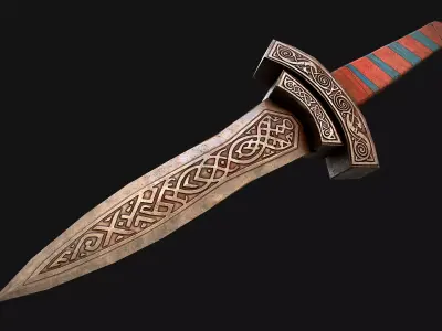 Medieval Dagger Sword Knife Robber Weapon Low-poly 3D model