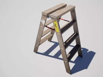  Wooden Folding Stepladder Low-poly 3D model