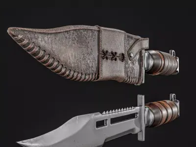 Combat knife with Cover Low-poly 3D model