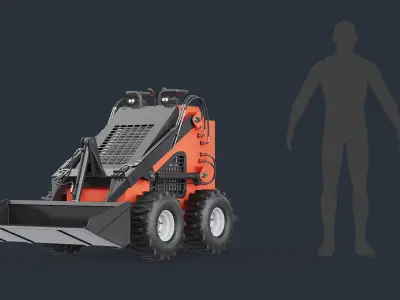 Skid Steer Loader Orange 3D model