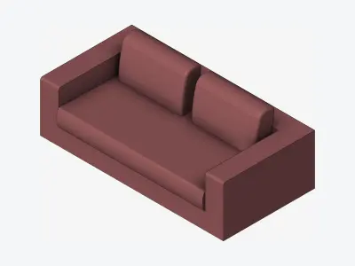Seat - Sofa - Simplicity - Comfort - Double Low-poly 3D model