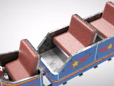 Mini Steam Locomotive Low-poly 3D model