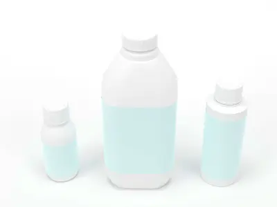 Chemical medical lab bottles 3D models set Low-poly 3D model