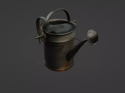 Vintage Metal Garden Watering Can 3D Model 3D model