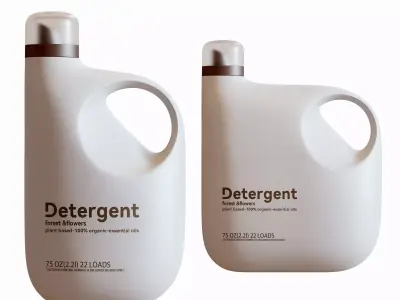 Minimalist Family of Bottles for Laundry Detergent 3D model