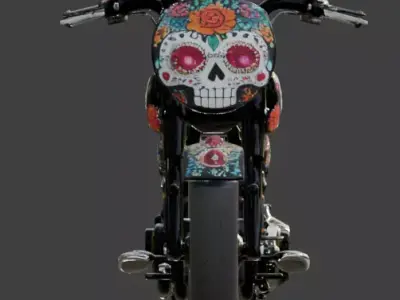 Mexican Dia de los Muertos Cruiser Motorcycle Low-poly 3D model