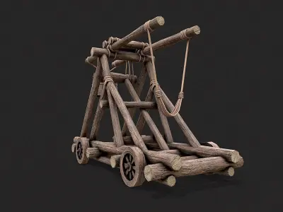 Medieval Siege Catapult 1  Low-poly 3D model