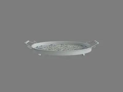  New Traditional Iron and Glass Damask Oval Trays Free 3D model