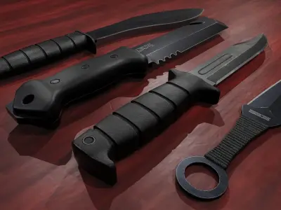 Tactical Knives Pack Low-poly 3D model