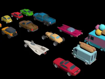 Pack cars Hypercasual Low-poly 3D model