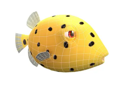Yellow Box Animated Fish  Low-poly 3D model