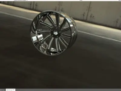 wheel chrome in computer screen Free 3D model