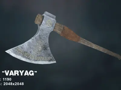 Viking axe - Varyag Low-poly 3D model